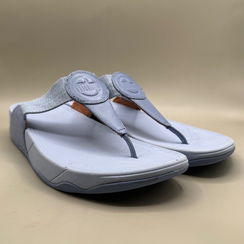 FitFlop Walkstar Finestripe Sandals Womens 10 Webbing Toe-Post‎ Lavender Purple